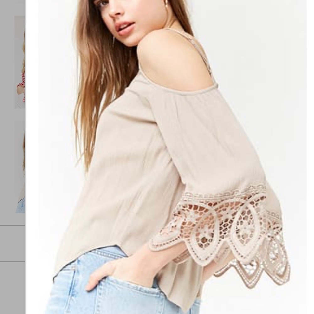 Cold shoulder beige top